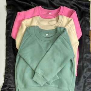 Kids' Pink, Cream, and Green Sweatshirt Trio